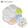 Mix of aurora resin bears and pearls in a floral 7.5cm nail art decoration box - Aurora Bear Bow Pearl 05