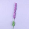 Handmade knitted purple lavender flower stalk with green leaves on purple background - Medium Purple