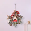 Corona navideña 45cm con marco de copo nieve, piñas, bayas rojas y Papá Noel - 45cm Colgante de Copo de Nieve