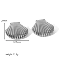 Silver scalloped earrings in 18K stainless steel with 29mm height and 32.5mm width - Silver Shell Stud Earrings (TE6431-S)