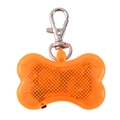 Luminous bone-shaped LED dog collar pendant in orange with metal lobster clasp - Orange