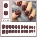 Short square matte press-on nails in deep wine red featuring 24 pieces of various sizes - Matte Wine Red (DFYM-25)