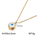 Golden titanium steel necklace featuring a 13mm mother of pearl Evil Eye pendant - Gold (KN88713-K)