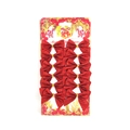 Set of 12 red glitter Christmas tree decoration bows on festive card packaging - Glitter Finish / 12 Pieces/Pack (5cm) / Glitter Red