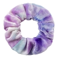 Tie-dye velvet scrunchie in purple blue and white hues for women hair styling - Light Purple