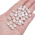 White acrylic round bead with gold letter E for DIY jewelry making and handmade crafts - Letter E