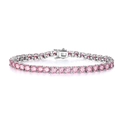Bracciale tennis scintillante in argento 925 con zirconi rosa da 5mm e pietre tonde - Pietra Preziosa Rosa (18cm) / Argento 925