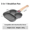 Padella antiaderente in pietra Maifan a 3 fori con design colazione da 19x15,5cm in grigio - Padella per Uova da Colazione Universale 3 in 1 / Grigio
