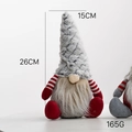 Plush Christmas Gnome with grey pointed hat and striped arms for holiday home decoration - Knit Red & White Rudolf