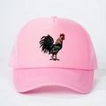 Cappello trucker rosa in rete con stampa di gallo colorato e parasole traspirante outdoor - Taglia unica / Rosa
