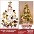103-piece gold and brown Christmas tree ornament set with stars and snowflake baubles - 2.1m Accessory Kit / Snowflake Deer Gold Coffee