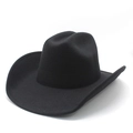Classic black western cowboy hat with a felt texture and wide brim for sun protection - M (56-58cm) / Black
