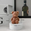 Mini brown bear scented candle in sitting pose for home decor, 4.7cm height - Bear / Brown/Sandalwood