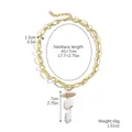Golden chunky chain necklace featuring three baroque pearls with size specifications - Three Irregular Pearl Thick Chain Necklace (N2308-2)