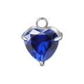 Pendaglio a cuore in acciaio inox oro 18K con zircone blu sfaccettato pietra portafortuna - Settembre Zaffiro (Montatura in Acciaio)