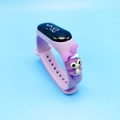 Kids purple LED digital watch with a cute 3D cartoon bunny strap for girls - Purple Ballet Rabbit