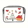 Transparent PVC cosmetic bag with festive Christmas patterns and Merry Christmas text - 049-Christmas Elements Mix