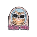 Enamel pin featuring orange striped cat in sunglasses with feline cute text detail - Pink Sunglasses Cat