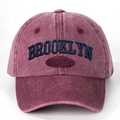 Berretto da baseball vintage bordeaux lavato con ricamo Brooklyn 1947 e visiera curva - Taglia unica / Borgogna
