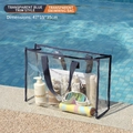Large waterproof transparent swimming bag with navy blue trim and handles, size 47x15x35cm - Navy Blue