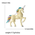 Broche de unicornio de esmalte colorido con base de aleación de plata, 4,9x5,1cm, 17,7g - Colorido