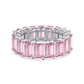Elegance S925 sterling silver ring with full-circle pink baguette-cut cubic zirconia - US 5 / DY120539-Silver-Pink Zirconia