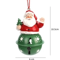 Campanella natalizia in metallo verde con Babbo Natale e albero da 10,5x6cm - Babbo Natale / Verde