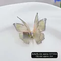 Chiffon butterfly hair clip in lavender and yellow gradient with pearl beads - 1# Small Butterfly 1PC