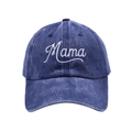 Detaillierte Mama-Stickerei auf einer gewaschenen dunkelblauen Baumwoll-Baseballkappe - Marineblau (Mama Bestickung)