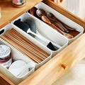 Modular white plastic drawer organizers for clothing and cosmetics in a wooden drawer - Small (23x9x8cm) / White
