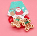 Gingerbread man red elastic hair ties for kids on Christmas themed packaging card - Gingerbread Man