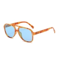 Retro aviator sunglasses with amber tortoise frame and light blue lenses for a vintage look - Orange Tortoise Frame Blue Lens Polarized