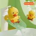 Cute avocado green duck faucet extender for kids made of smooth eco-friendly plastic - Skateboard Duck / Avocado Green