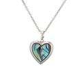 Vintage hartvormige medaillon ketting met natuurlijke abalone schelp en zilver metaal - Hart