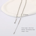 Silver 304 stainless steel chain necklace with 2.5mm width and geometric stick design - Silver Bar Link Chain