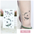 Waterproof temporary tattoo RC-792 featuring purple floral and crescent moon designs - RC-792 Minimal Astrology