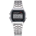 Elegant silver luxury quartz watch with sparkling crystals and digital display features - Silver Square Digital Watch