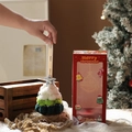 Miniature green plush Christmas tree ornament with star in a red festive window gift box - Cranberry White With Gift Box