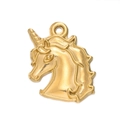Gold-plated stainless steel unicorn head charm pendant for DIY jewelry making - Gold 572# Unicorn / 16.5*22mm