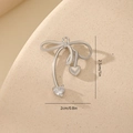Detailed size view of silver bowknot pendant with heart zircon 2.5cm by 2cm dimensions - Zircon Heart Style MYYX00634 / Silver