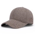 Braune Tweed-Baseballkappe für Herren mit Fleecefutter und Sport-Stickerei für Winter - Verstellbar / Kaffeebraun