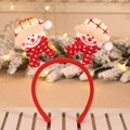 Christmas headband featuring cute plush snowmen on red springs with festive winter backdrop - Snowman Plaid Fabric
