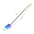 Rainbow stainless steel shovel spoon straw, length 22.5cm and weight 14g, creative design - Threaded Square Spoon - Rainbow