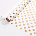 Rotolo di carta da regalo bianca con pois dorati metallizzati per decorazioni fai-da-te - Serie Stampa Oro - Base Bianca a Pois / 0.43*3m