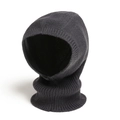 Detailed texture of dark grey knitted hooded scarf with soft thermal winter fabric - Dark Gray