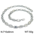 Collana a chicco di caffè in acciaio inossidabile argento 8mm per uomo e donna - Stile B Collana Naso di Maiale (Larghezza 8mm) / 71cm / Colore acciaio
