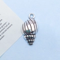 Antique silver sea snail shell metal pendant charm for DIY jewelry crafting accessories - 12x24mm / Antique Silver Conch