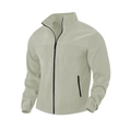 Giacca in pile da uomo grigio chiaro con collo alto, zip e tasche laterali - S / Bianco