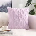 Light purple decorative plush pillow cover with 3D geometric diamond velvet texture - Plush Diamond Shape: Light Purple / 60*60cm (one Without Pillow Insert)
