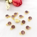 DIY gold-plated pendant with purple faceted rhinestone and hanging loop charm set - Gold February - Dark Purple